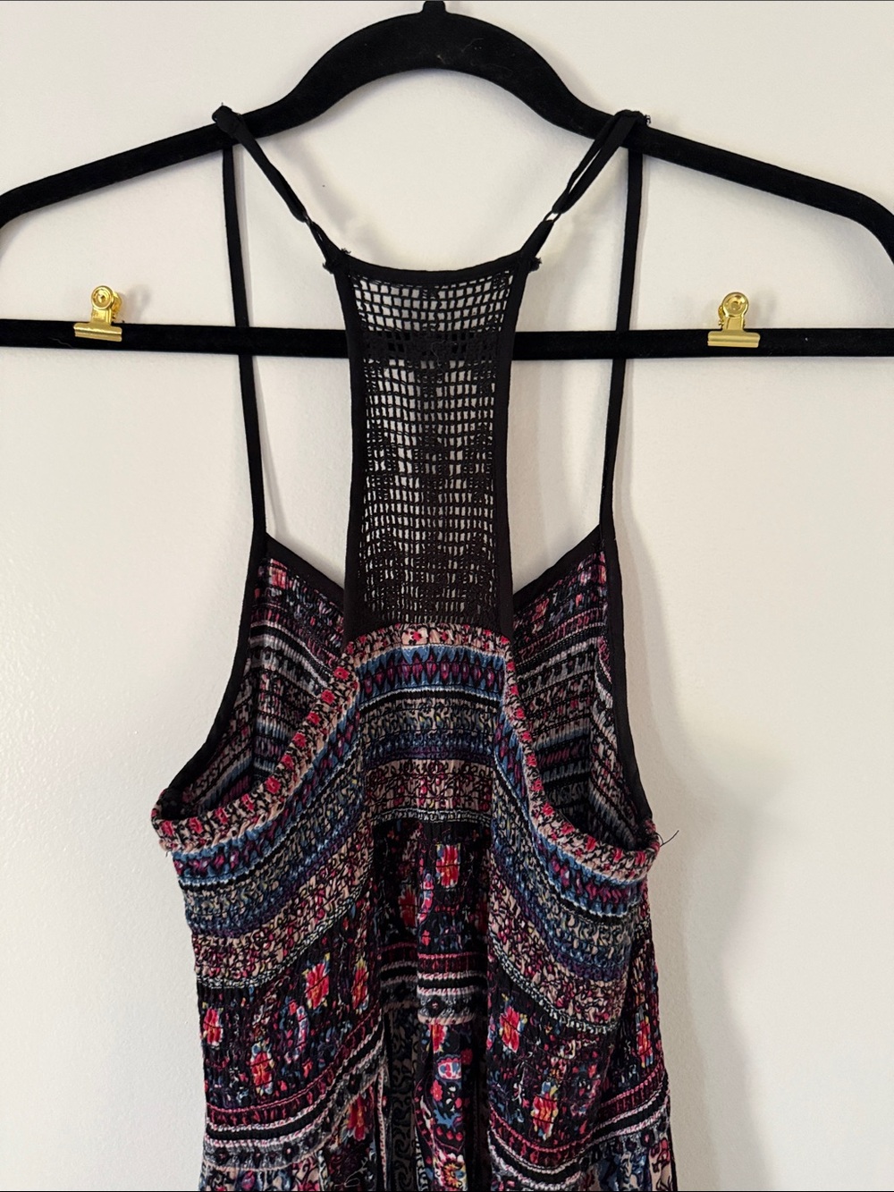 Xhilaration Black Maxi Dress with Pink Floral & Multicolor Stripes - Picture 4 of 5
